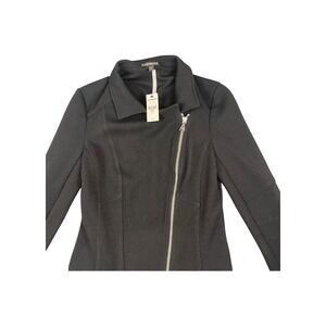 NWT EXPRESS Black Textured Moto Jacket Zipper Collar‎ Size SP